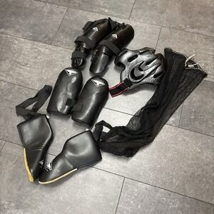Century Martial Arts Sparring Gear Set Headgear Gloves Shin Guards Boots Black